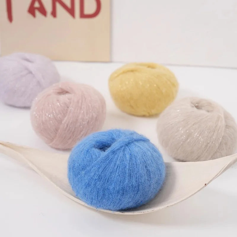 50g Golden Sequined Mohair Yarn