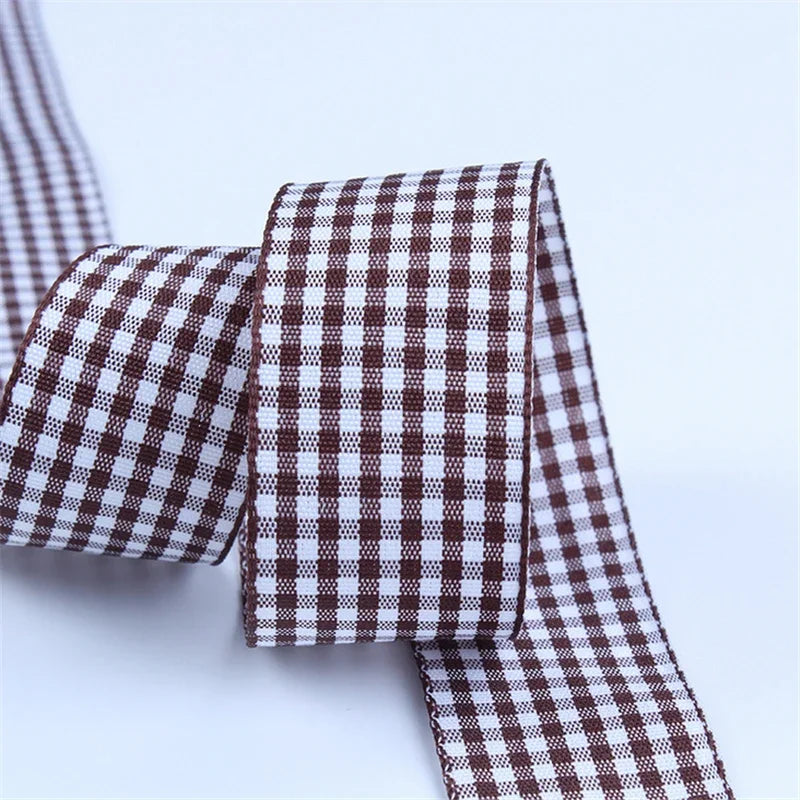 5 Yards / Lattice Plaid Gift Wrapping Polyester Ribbon