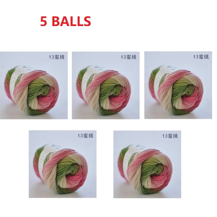 100% Wool Yarn Rainbow Color for Hand Knitting Crochet