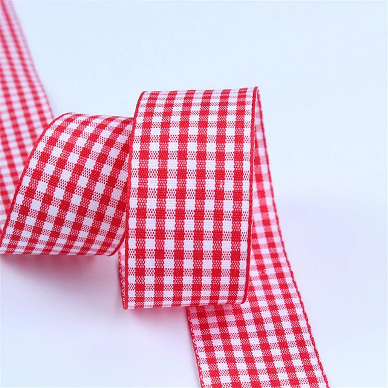 5 Yards / Lattice Plaid Gift Wrapping Polyester Ribbon