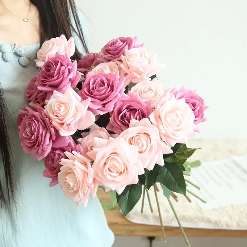 Greta Artificial Rose Flowers | 8 Colors | Farmhouse Dried-Look Faux ...