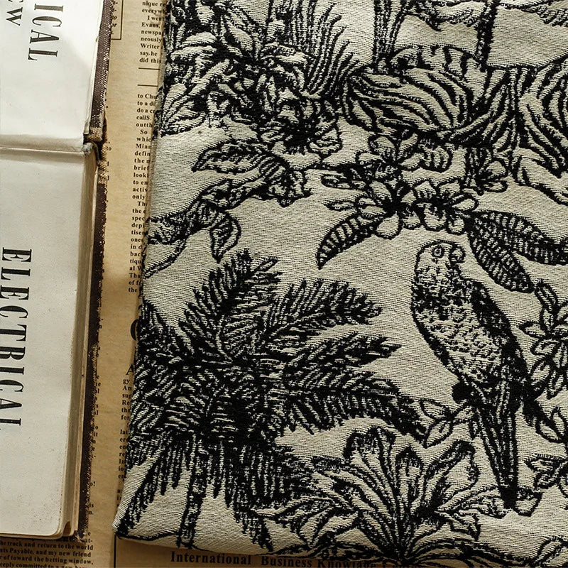 Korsopino Black and White Jungle Woven Jacquard Fabric