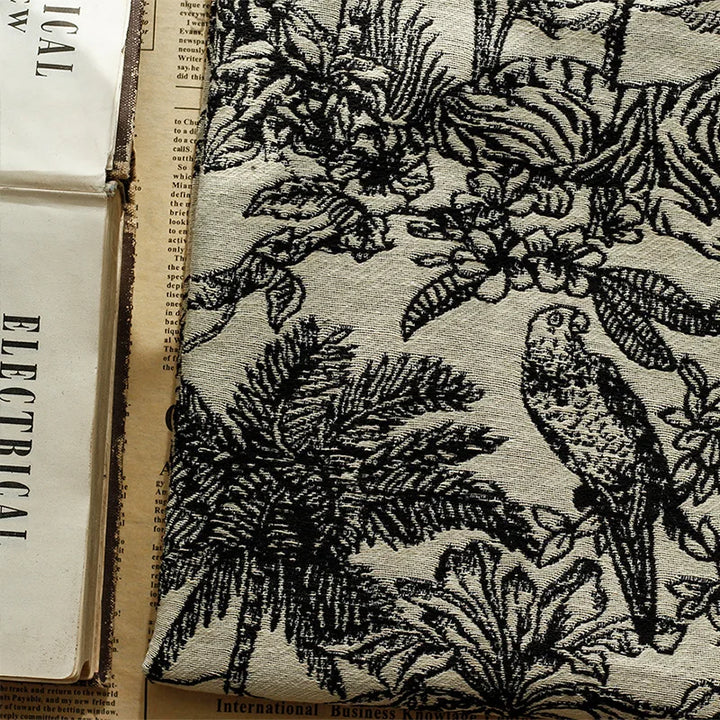 Korsopino Black and White Jungle Woven Jacquard Fabric