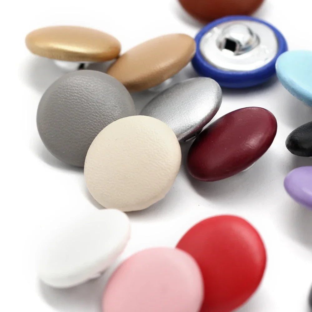 Retson 11/15/20/25/30mm Leather Covered Button - 10 PC