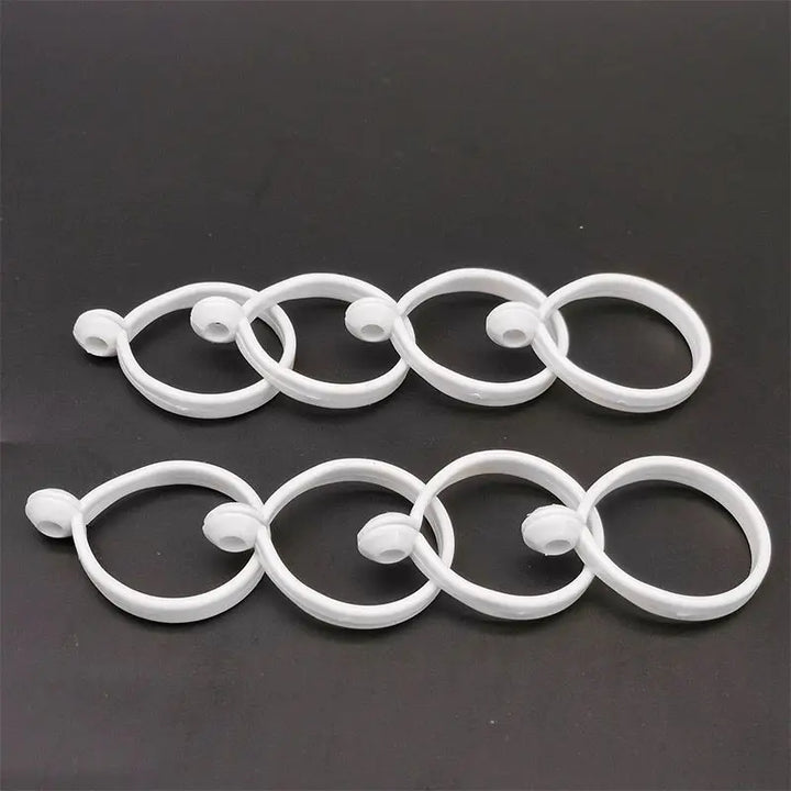 50 PC / White Plastic Drapery Curtain Split Ring