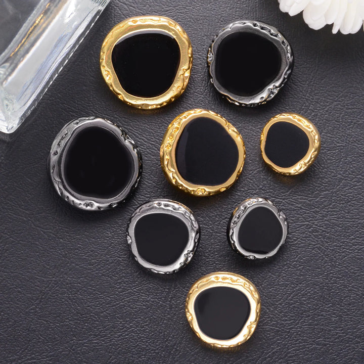 5 PC / Black Abstract Resin Buttons