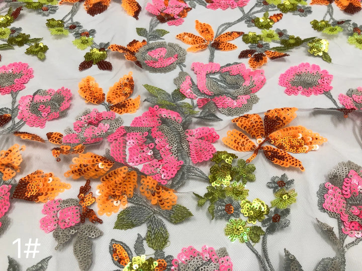 5 YARDS / 3 COLORS / Zarique Beaded Embroidery Bridal Mesh Lace Fabric