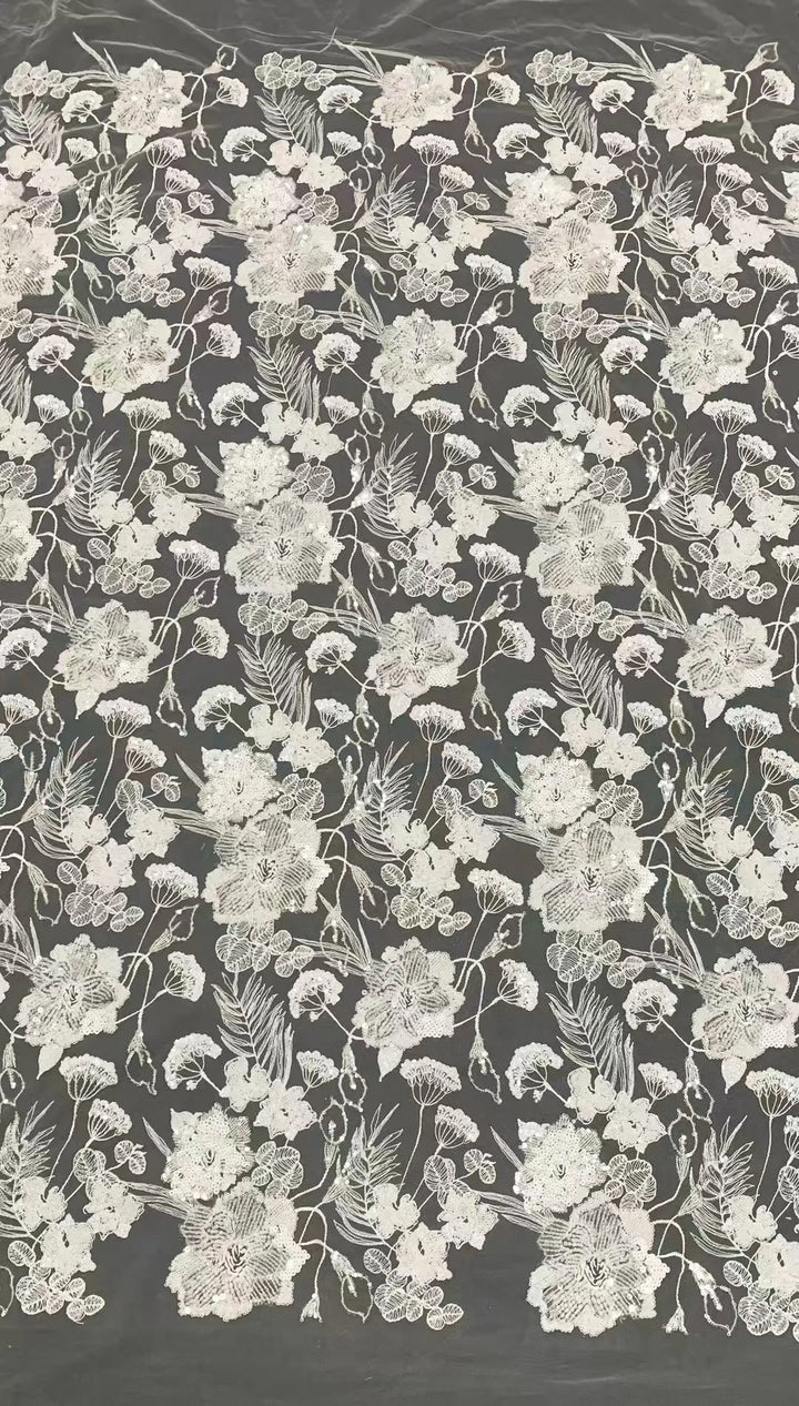 5 YARDS / 10 COLORS / Aurette Floral Beaded Embroidery Bridal Mesh Lace Fabric