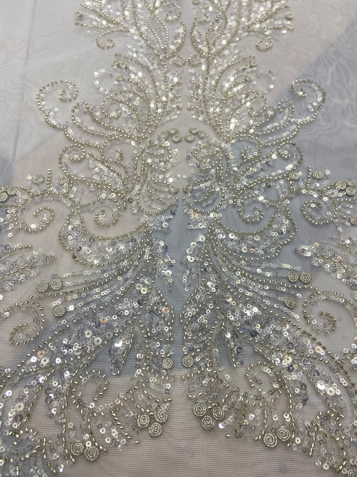 5 YARDS / Breanda Regal Sequin Beaded Embroidery Tulle Mesh Lace Dress Fabric