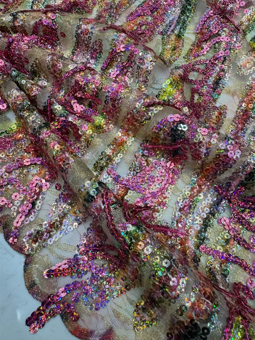 5 YARDS / 5 COLORS / Luminara Beaded Embroidery Bridal Mesh Lace Fabric