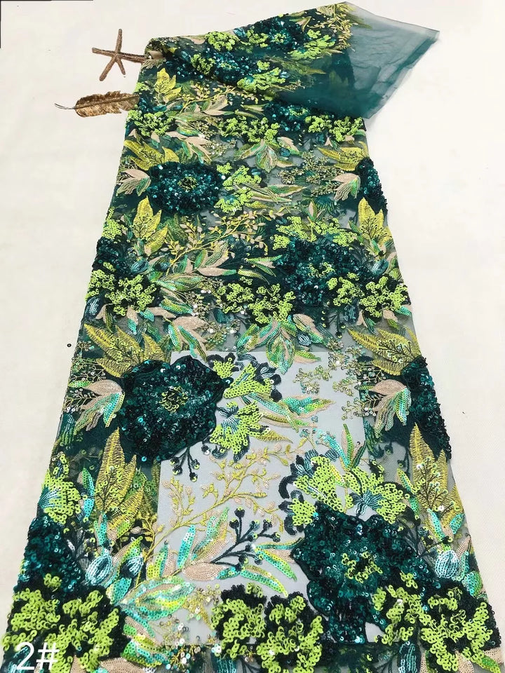 5 YARDS / 10 COLORS / Aurette Floral Beaded Embroidery Bridal Mesh Lace Fabric