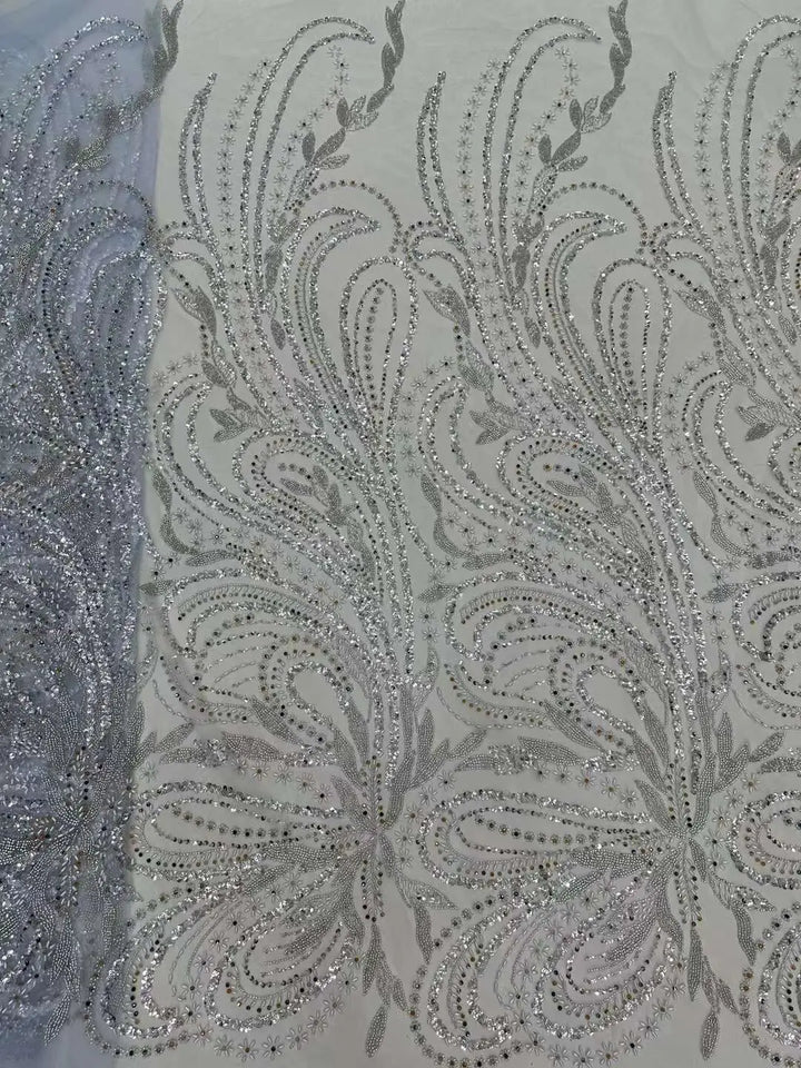 5 YARDS / 10 COLORS / Jelamone Floral Sequin Beaded Embroidery Tulle Mesh Lace Dress Fabric