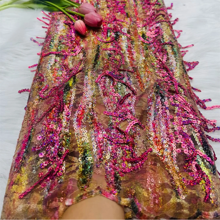 5 YARDS / 5 COLORS / Luminara Beaded Embroidery Bridal Mesh Lace Fabric