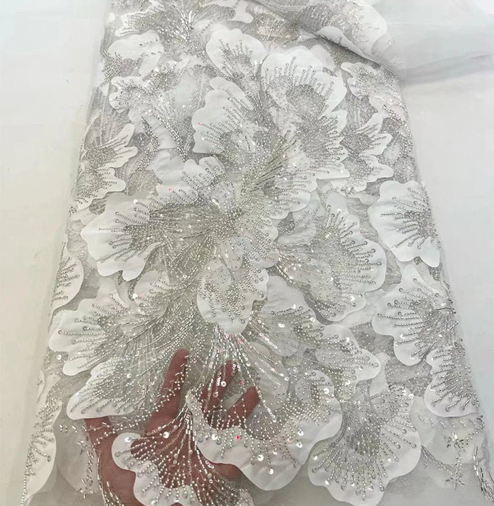 5 YARDS / 10 COLORS / Seraphine Beaded Embroidery Bridal Mesh Lace Fabric