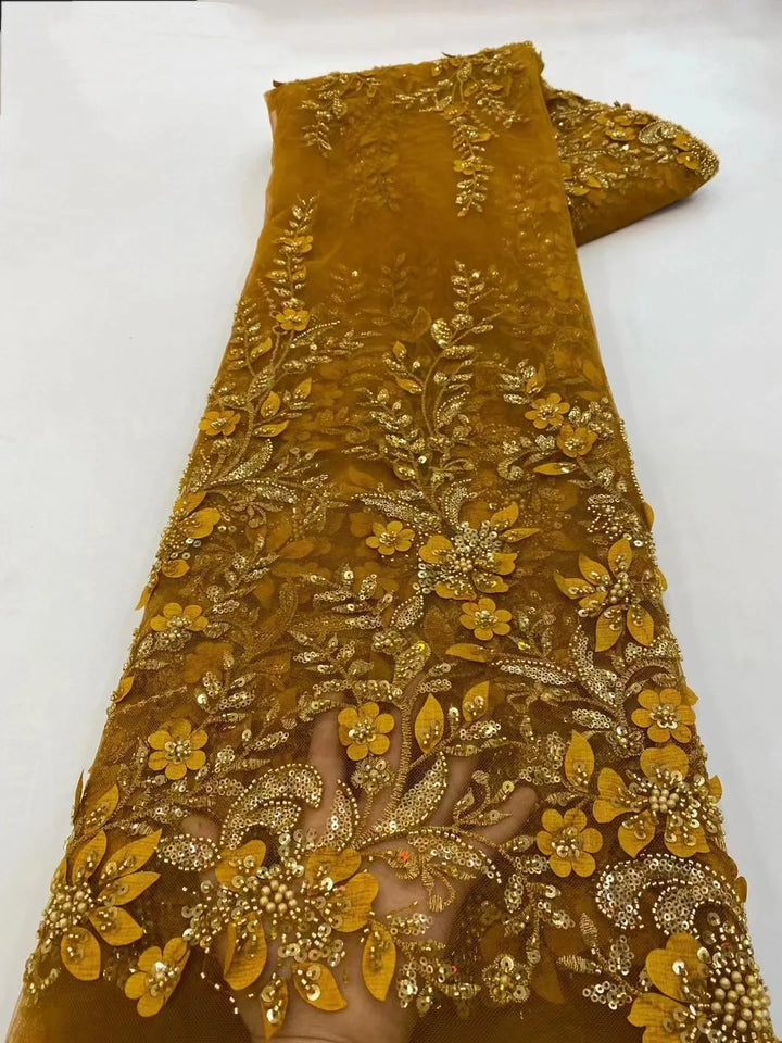 Marcelline Beaded Embroidery Bridal Mesh Lace Fabric