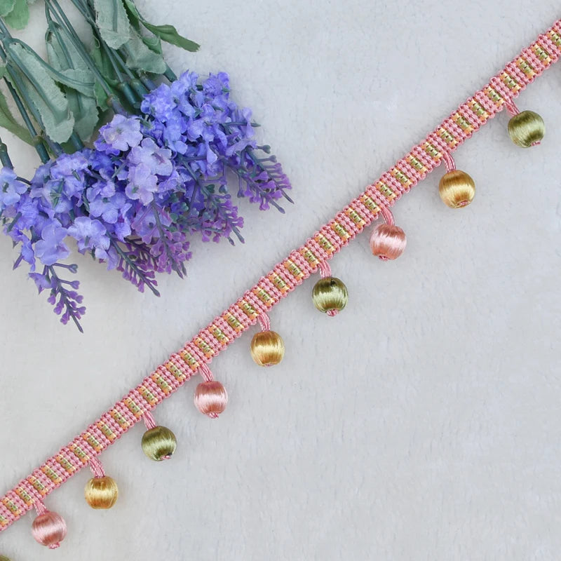 Tolore Pompom Beaded Fringe Trim