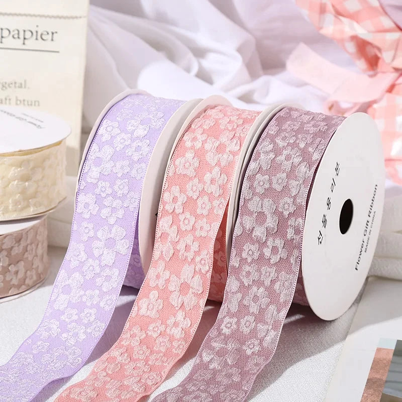 10 Yards / 3D Flower Wrinkle Embossment Ribbon