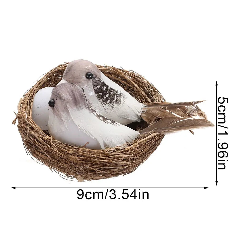 Easter Home Decor Birds with Rattan Nest Dolls