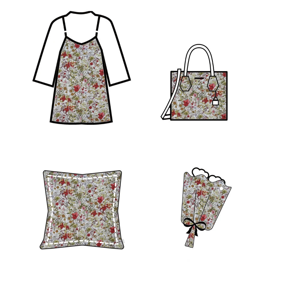 Alice Red Floral Chenille Jacquard Fabric