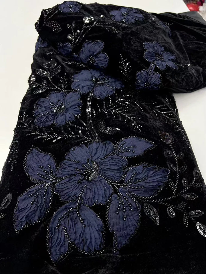 5 YARDS / 7 COLORS / Bellamira Beaded Embroidery Bridal Mesh Lace Fabric