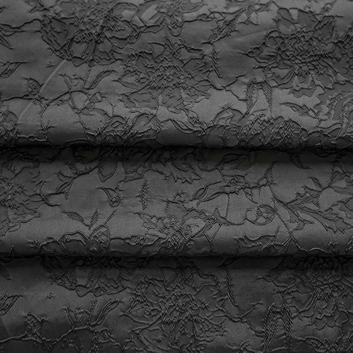 Julienne Black Large Flower Brocade Jacquard Fabric