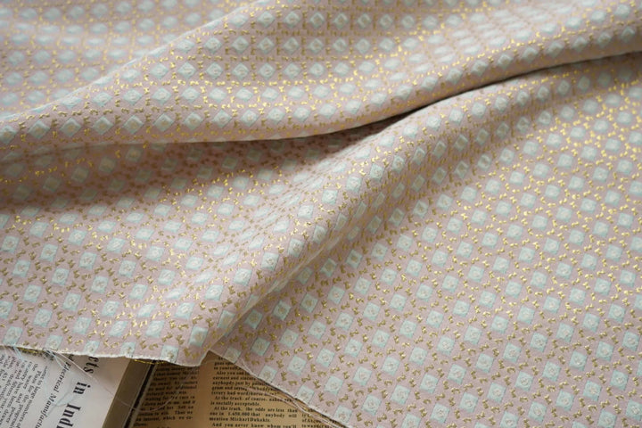 Sumira Gold Silk Geometric Relief Jacquard Fabric