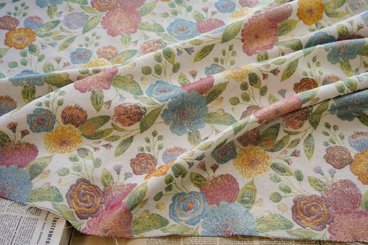 Cakanta Thick Gold Silk Large Flower Jacquard Fabric