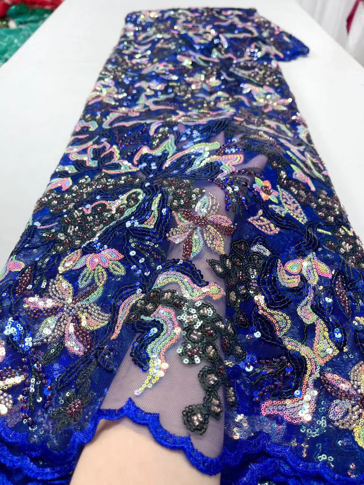 5 YARDS / 8 COLORS / Oscar Sequin Beaded Embroidery Glitter Mesh Sparkly Lace Wedding Party Dress Fabric