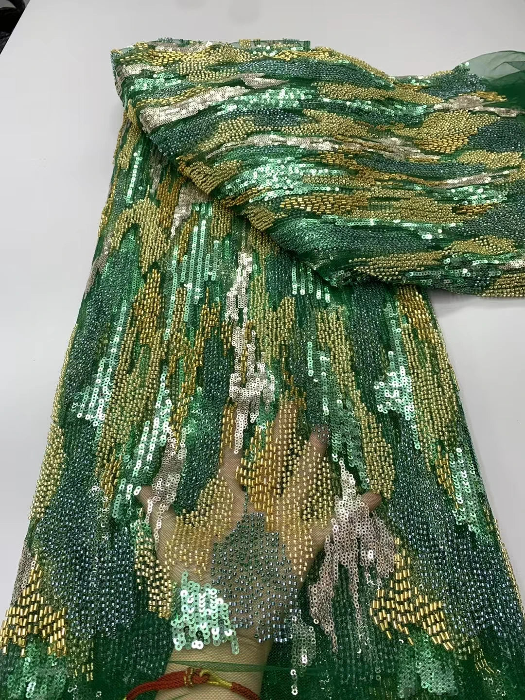 5 YARDS / 9 COLORS / Emberis Beaded Embroidery Bridal Mesh Lace Fabric