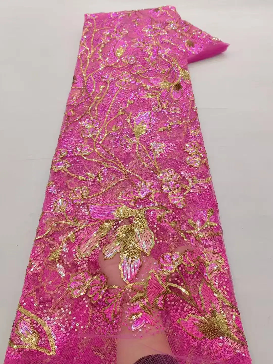 5 YARDS / 9 COLORS / Mandolini Sequin Beaded Embroidery Glitter Mesh Sparkly Lace Wedding Party Dress Fabric