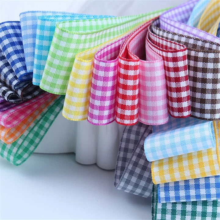 5 Yards / Lattice Plaid Gift Wrapping Polyester Ribbon