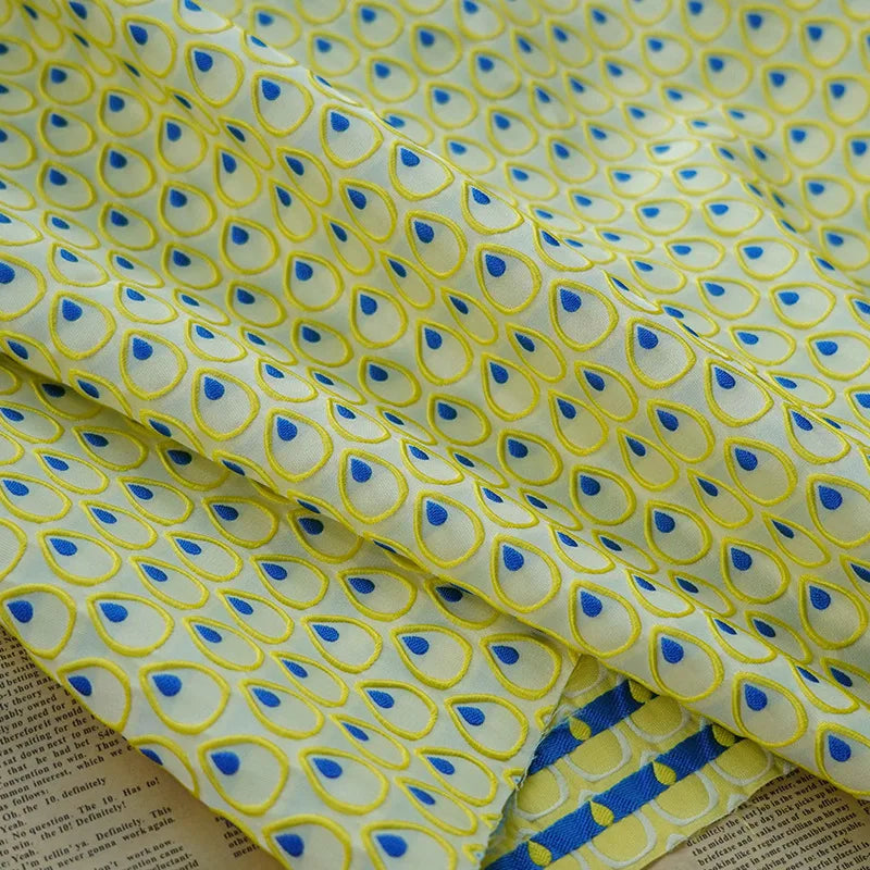 Fabian 3D Midcentury Bright Yellow Jacquard Fabric