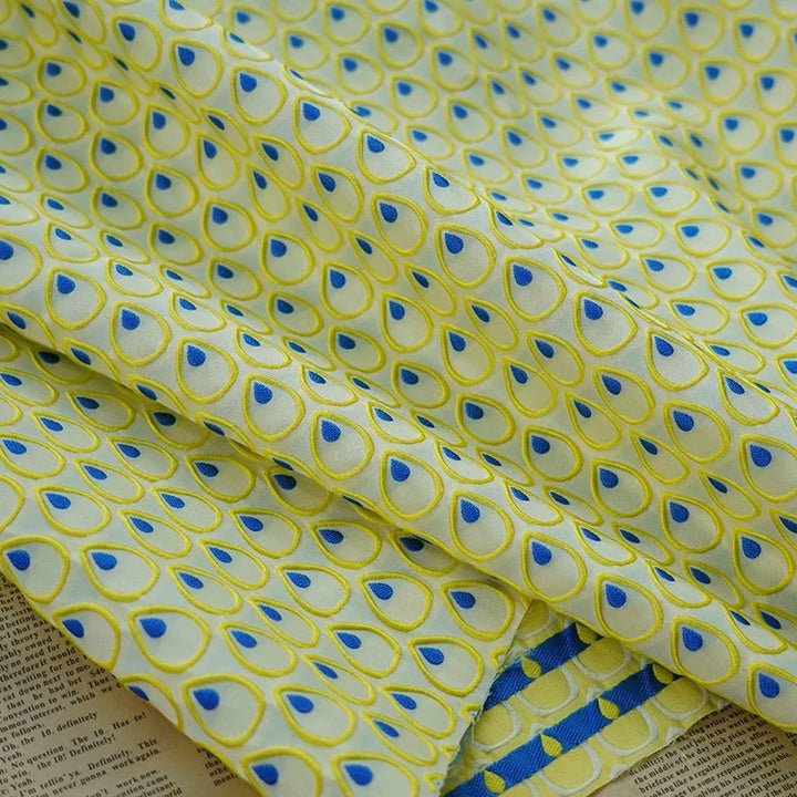 Fabian 3D Midcentury Bright Yellow Jacquard Fabric