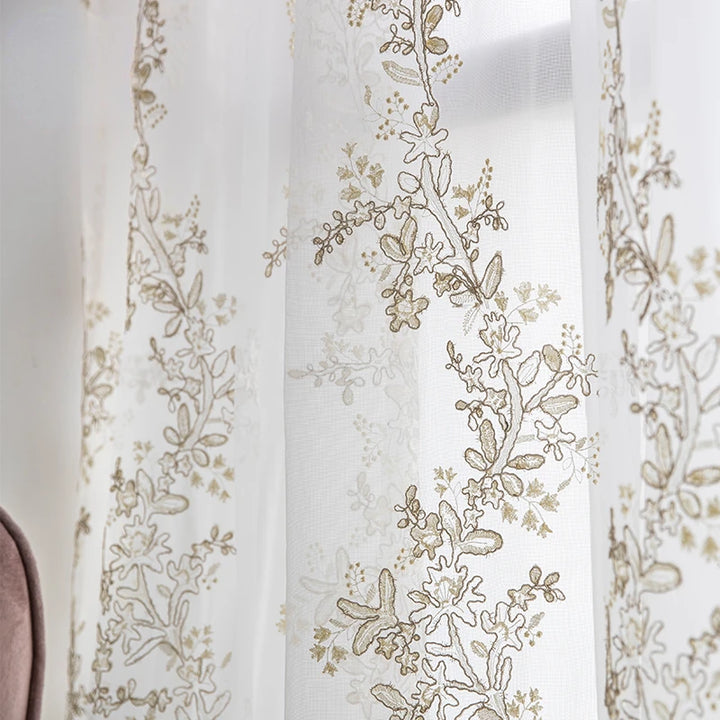 Jubiens Beautiful Embroidered Sheer Custom Made Curtain Drapery