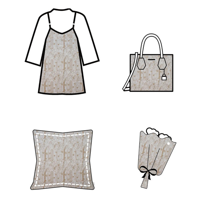 Chekos Crushed Taupe Woven Jacquard Fabric