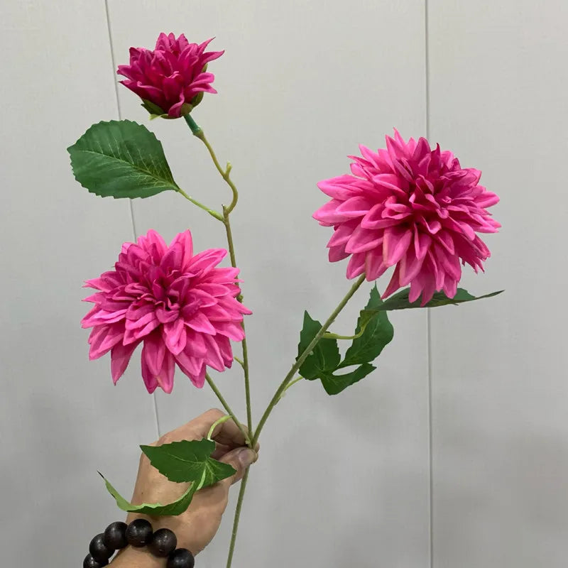 Fake Dahlia Flower with 3 Blooms