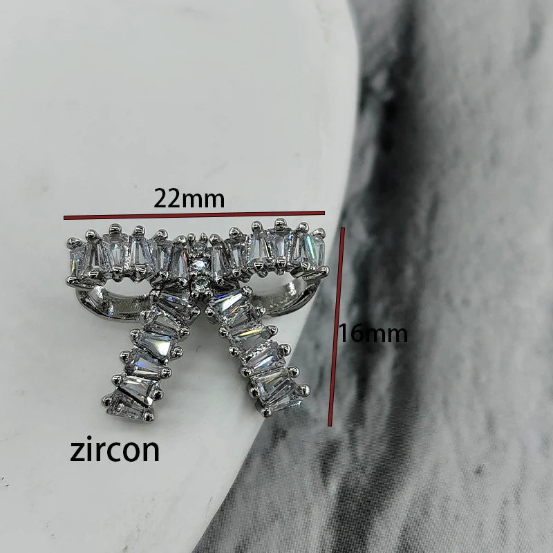 Xiare 22MM Rhinestone Cubic Bow Buttons - 2 PC