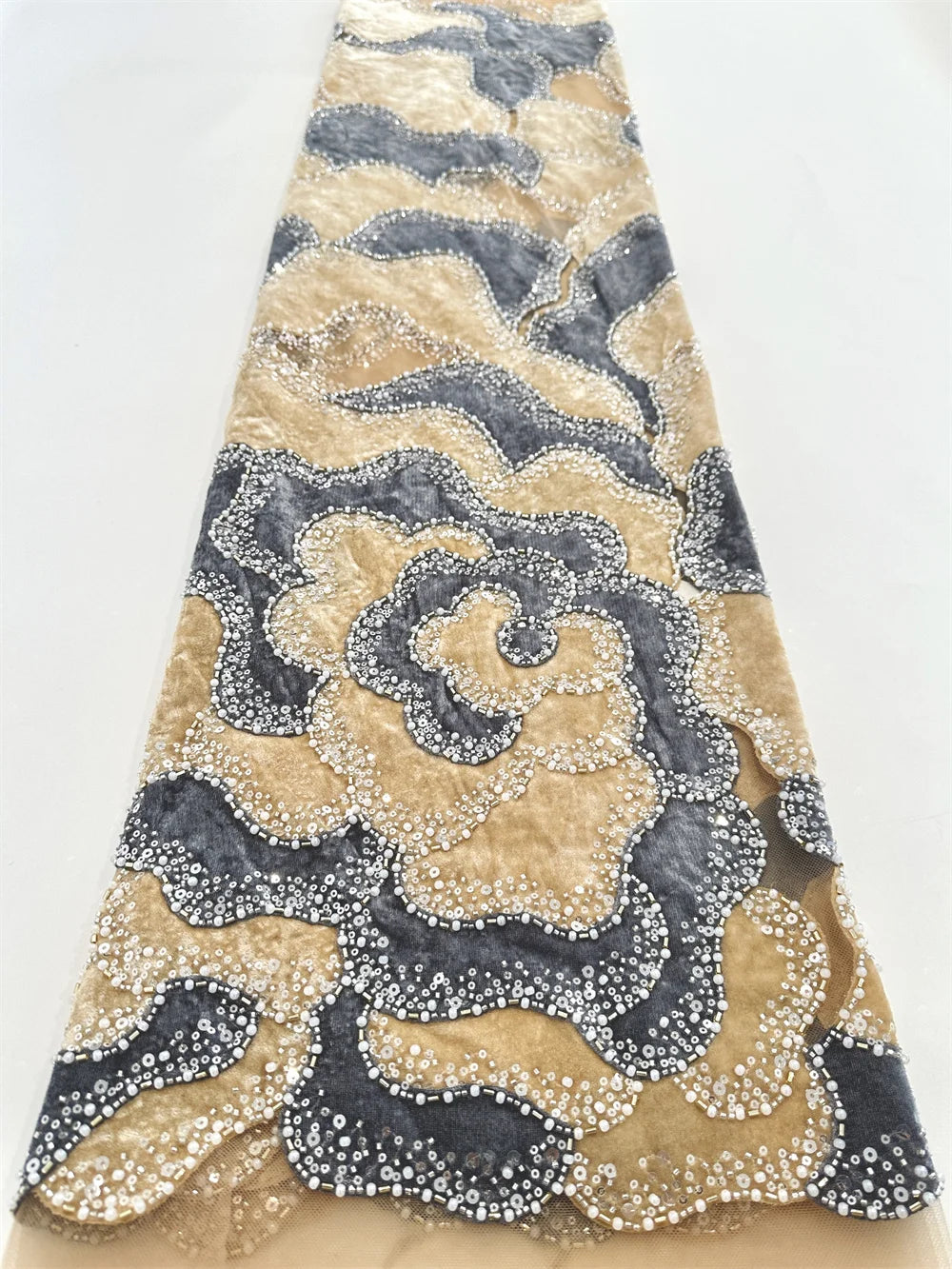 5 YARDS / 6 COLORS / Althéa Beaded Embroidery Bridal Mesh Lace Fabric