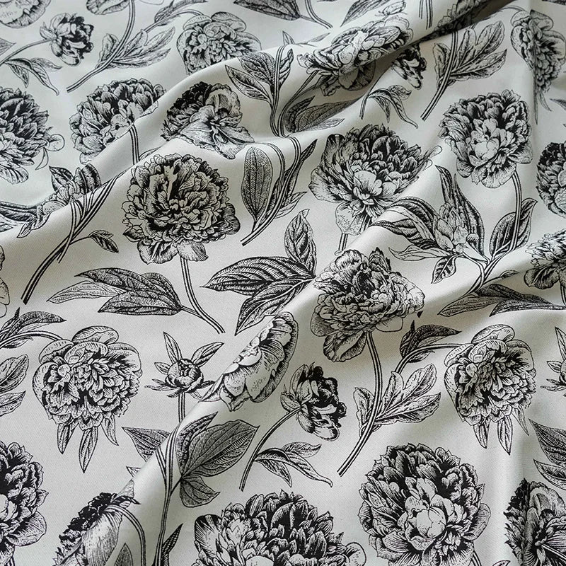 Utopis Black White Large Flower Jacquard Brocade Fabric