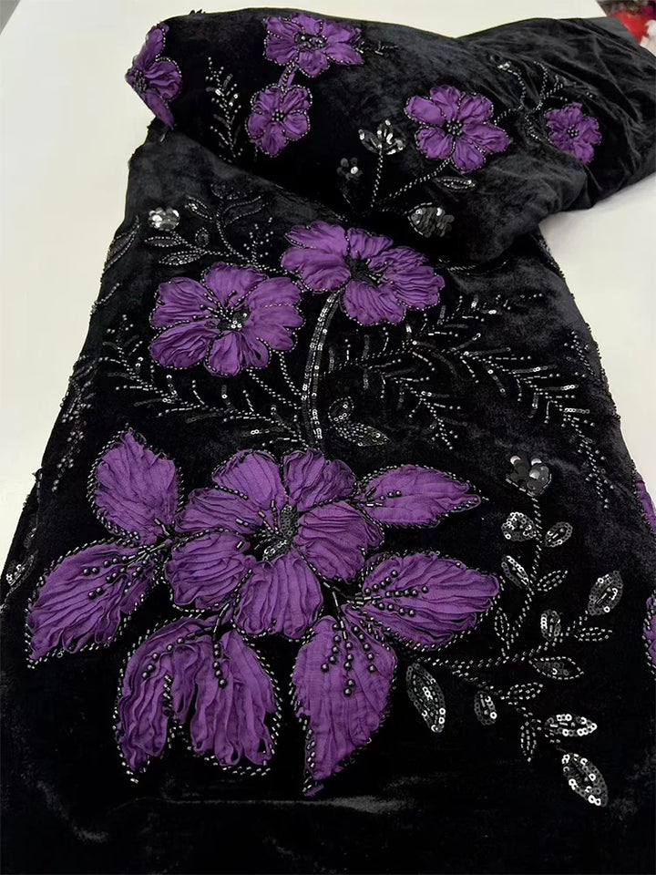 5 YARDS / 7 COLORS / Bellamira Beaded Embroidery Bridal Mesh Lace Fabric