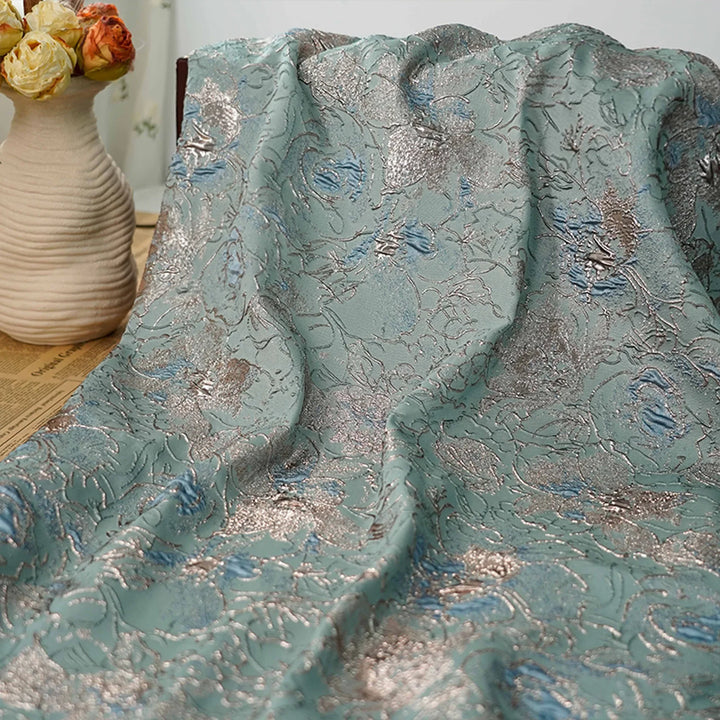 Carleton Gold Silk Relief Large Flower Jacquard Fabric