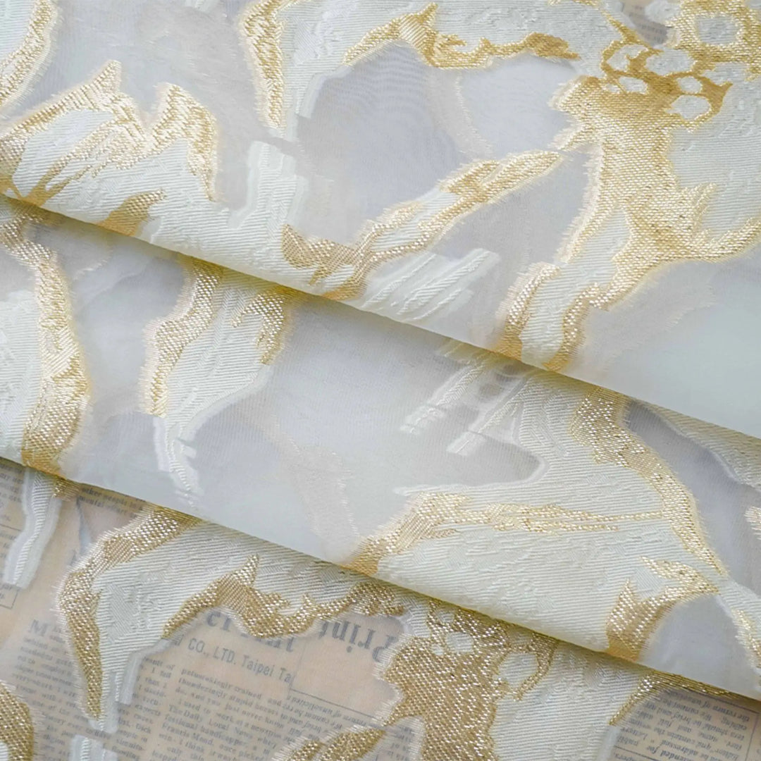 Kmos Artistic Style Light Gold Burnout Jacquard Fabric
