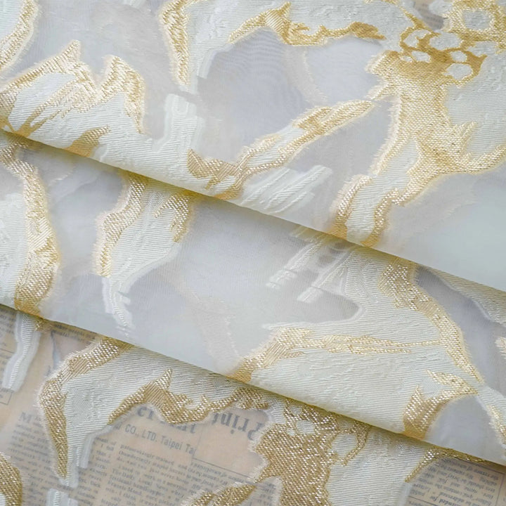 Kmos Artistic Style Light Gold Burnout Jacquard Fabric