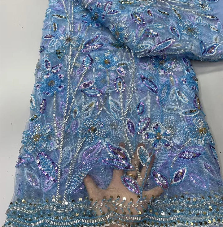 5 YARDS / 8 COLORS / Calixtra Beaded Embroidery Bridal Mesh Lace Fabric