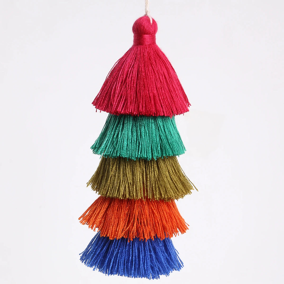Valure 12cm Polyester Cotton 5 Layers Colorful Key Tassels