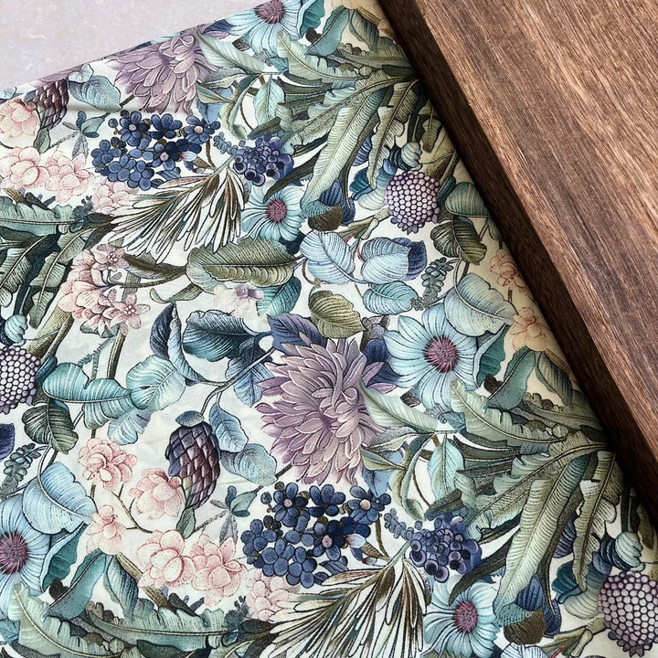 Leontine Blue Flower Printing Cotton Fabric