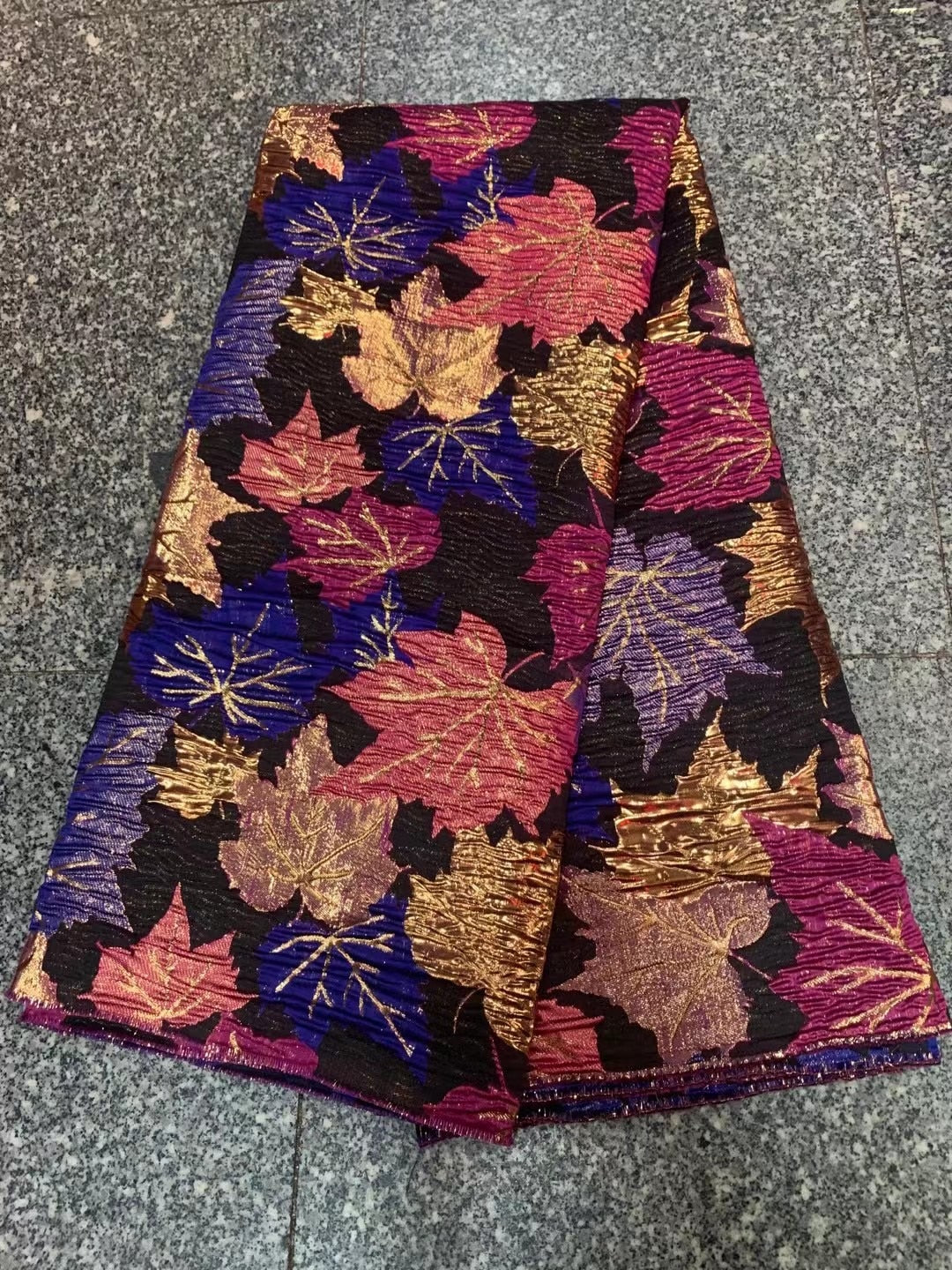 5 YARDS / 8 COLORS / Autumn Leaves Floral Viscose Jacquard Brocade Woven Fashion Jacket Dress Fabric