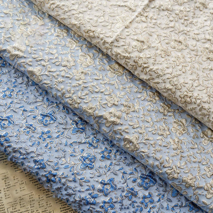 Elimani Gold Silver Floral Jacquard Fabric