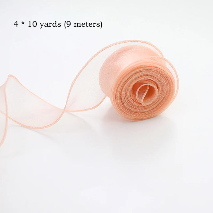 10 Yards / Sheer Chiffon Organza Ribbon Roll