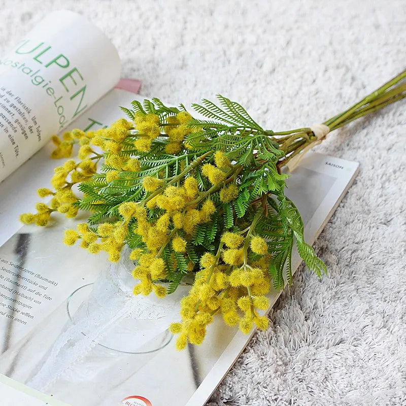 Floris 14 Inch Artificial Acacia Mimosa Faux Flower
